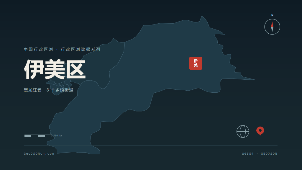 伊春市伊美区矢量地图PPT模板预览图