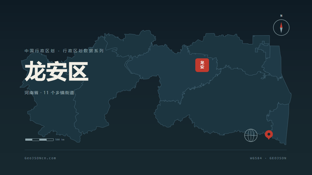 安阳市龙安区矢量地图PPT模板预览（行政区划代码 410506）