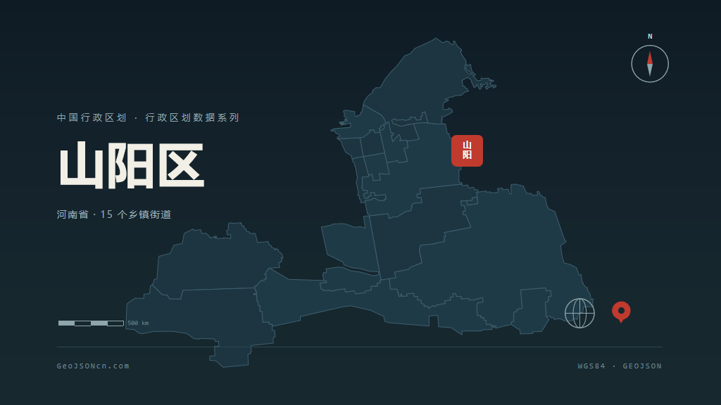 焦作市山阳区矢量地图PPT模板预览（行政区划代码 410811）