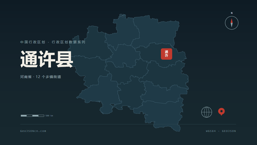 开封市通许县矢量地图PPT模板预览图