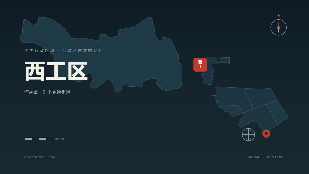 洛阳市西工区矢量地图PPT模板预览（行政区划代码 410303）