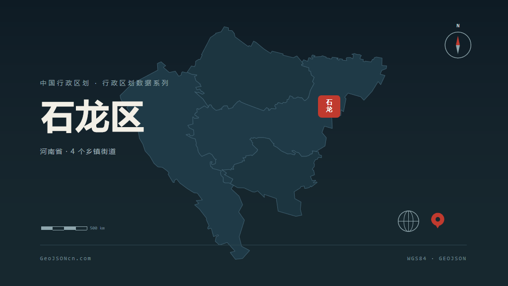 平顶山市石龙区矢量地图PPT模板预览（行政区划代码 410404）