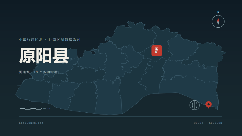 新乡市原阳县矢量地图PPT模板预览（行政区划代码 410725）