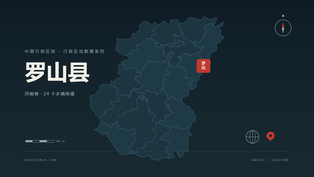 信阳市罗山县矢量地图PPT模板预览图
