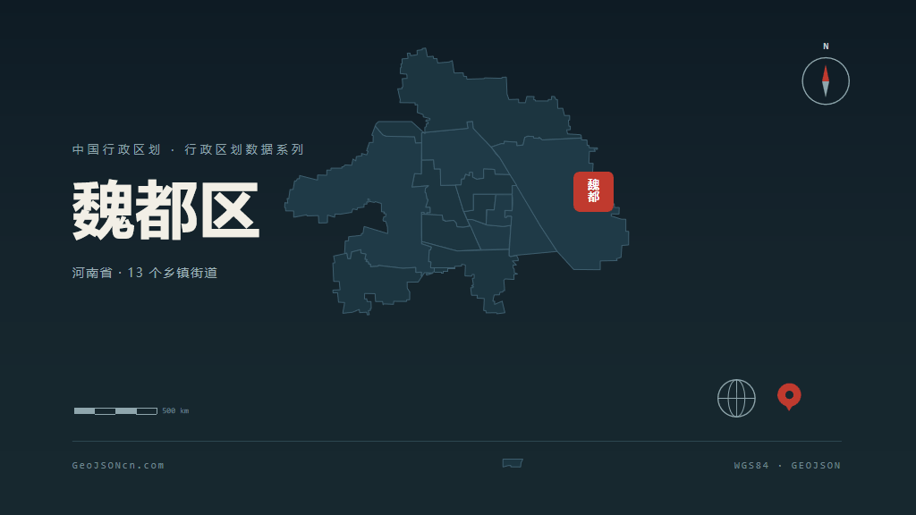 许昌市魏都区矢量地图PPT模板预览（行政区划代码 411002）