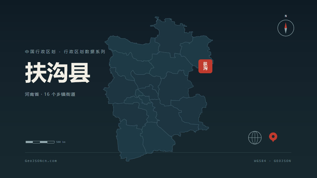 周口市扶沟县矢量地图PPT模板预览图