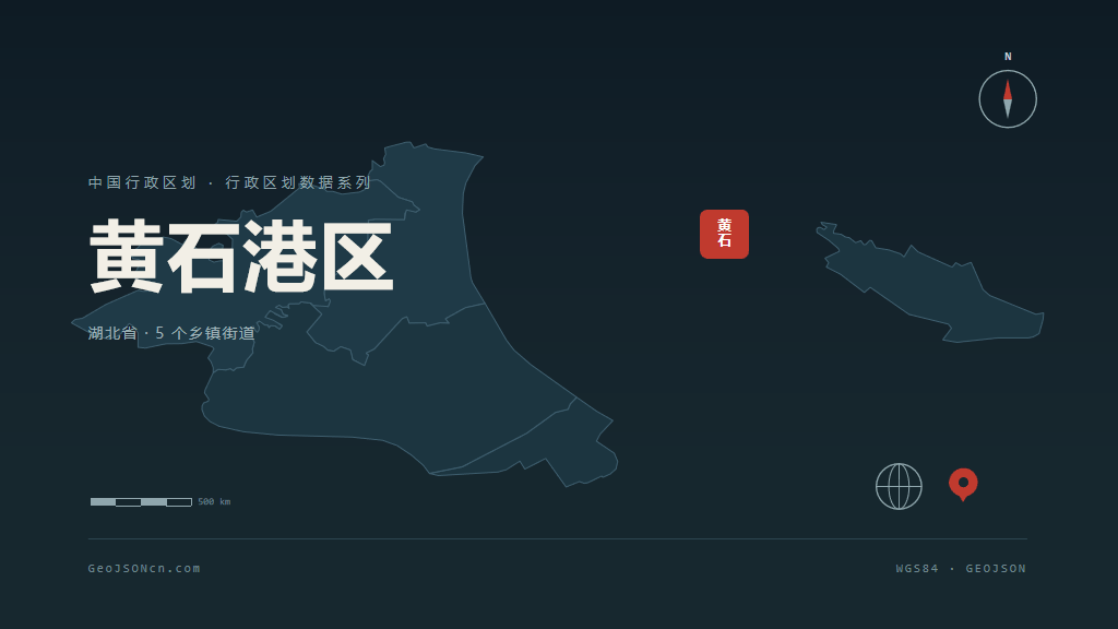 黄石市黄石港区矢量地图PPT模板预览图