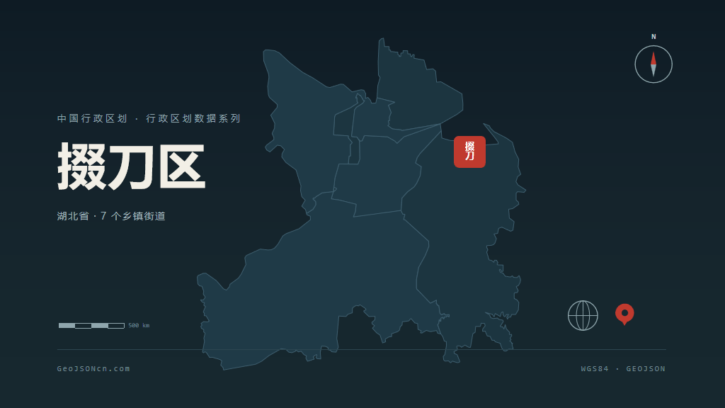 荆门市掇刀区矢量地图PPT模板预览图