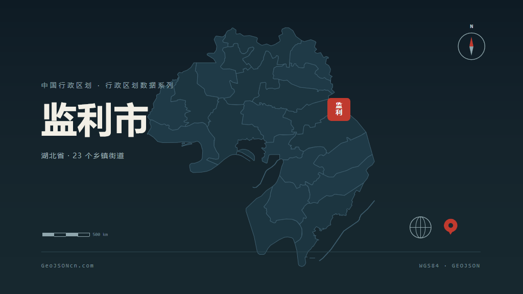 荆州市监利市矢量地图PPT模板预览图