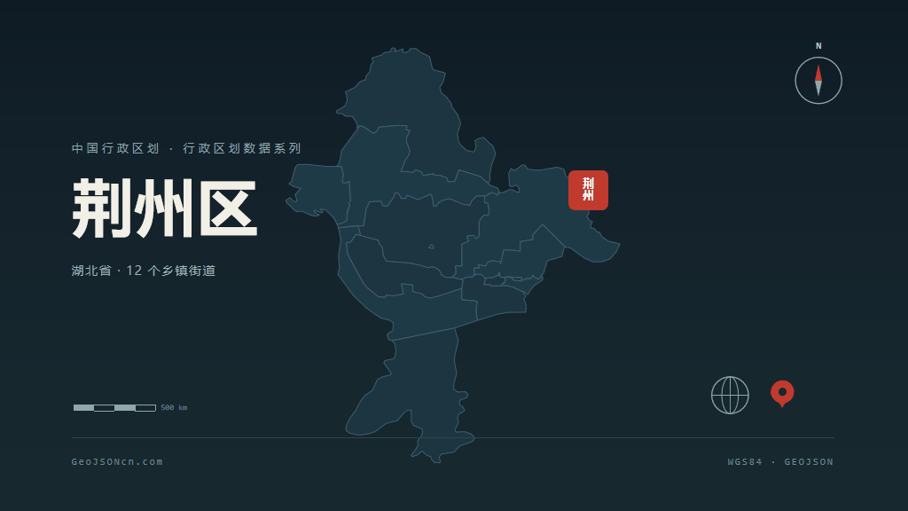 荆州市荆州区矢量地图PPT模板预览图