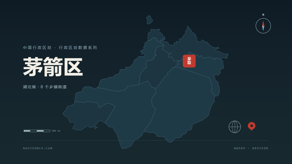 十堰市茅箭区矢量地图PPT模板预览（行政区划代码 420302）
