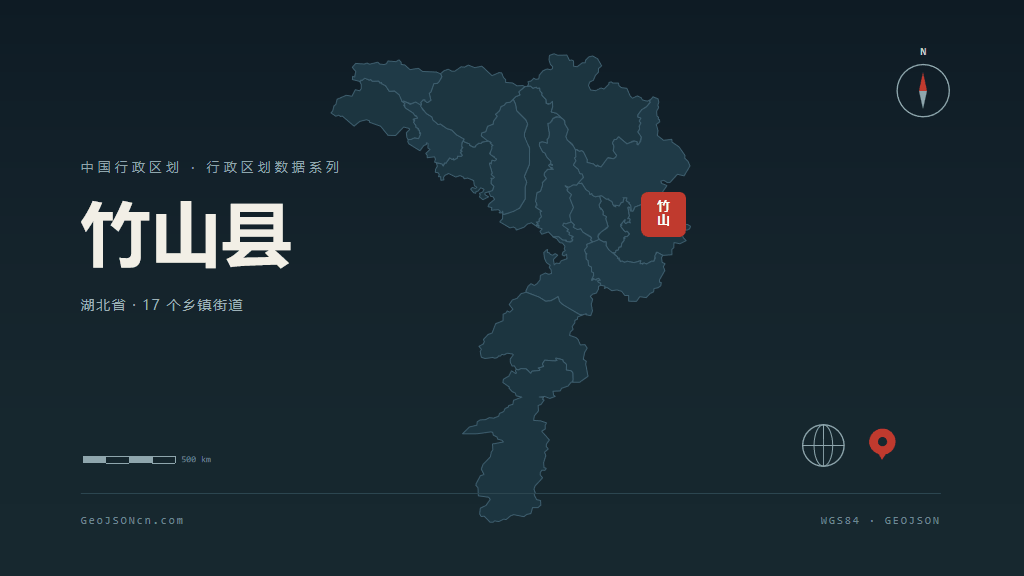 十堰市竹山县矢量地图PPT模板预览图