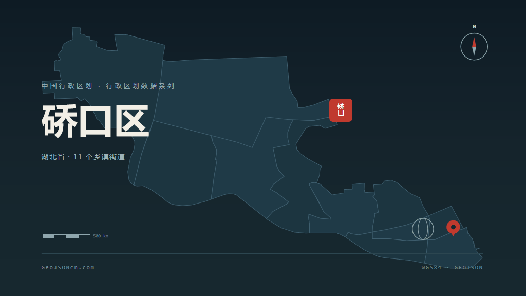 武汉市硚口区矢量地图PPT模板预览图