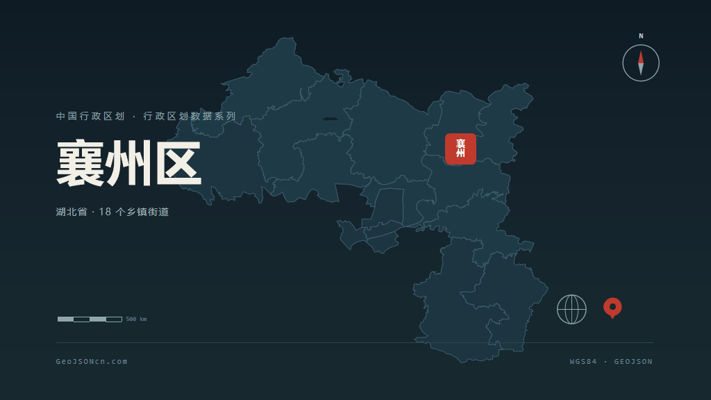 襄阳市襄州区矢量地图PPT模板预览图