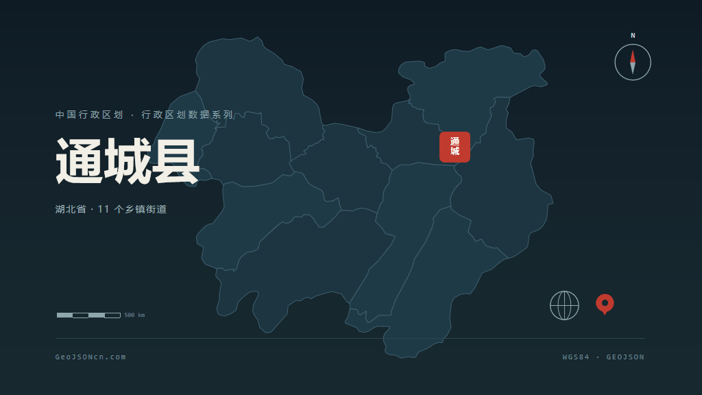 咸宁市通城县矢量地图PPT模板预览图