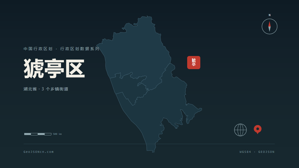 宜昌市猇亭区矢量地图PPT模板预览（行政区划代码 420505）