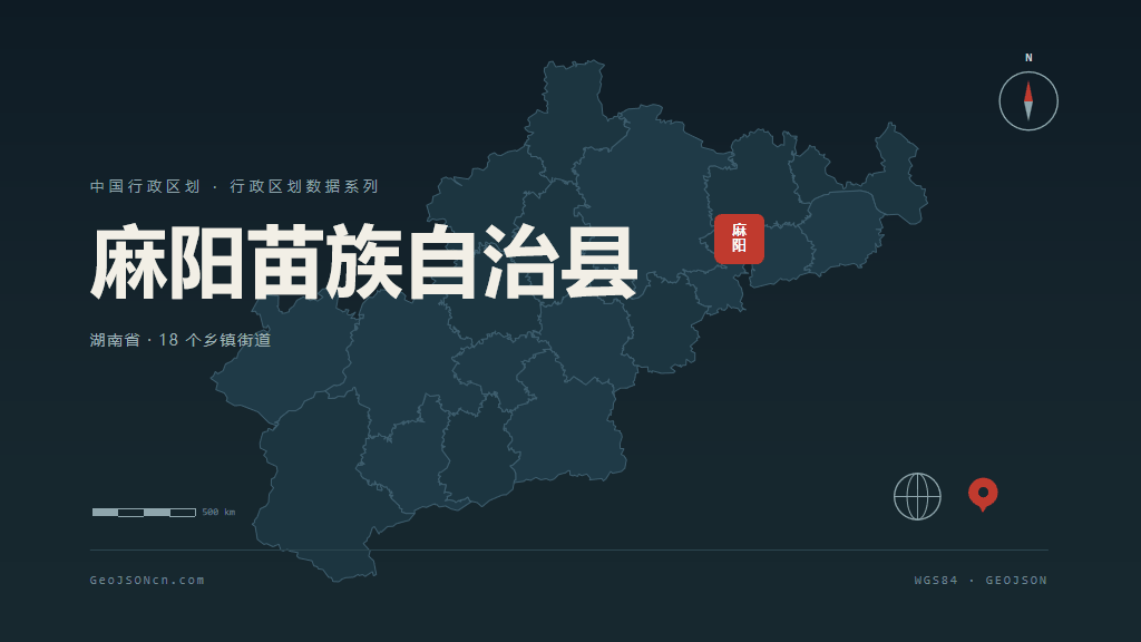怀化市麻阳苗族自治县矢量地图PPT模板预览图
