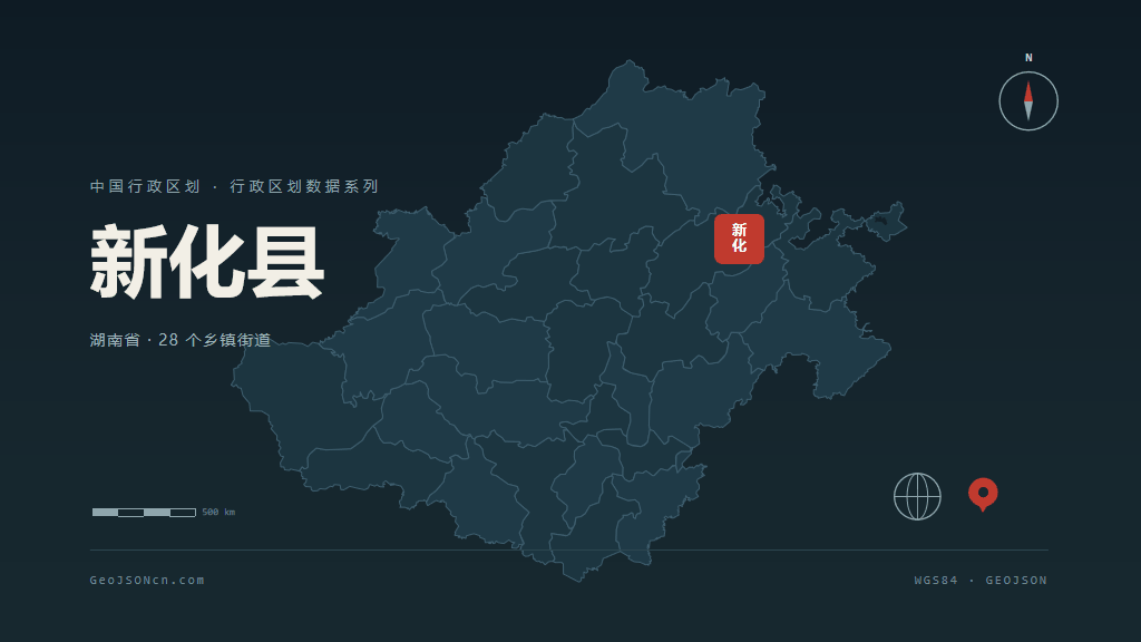 娄底市新化县矢量地图PPT模板预览图
