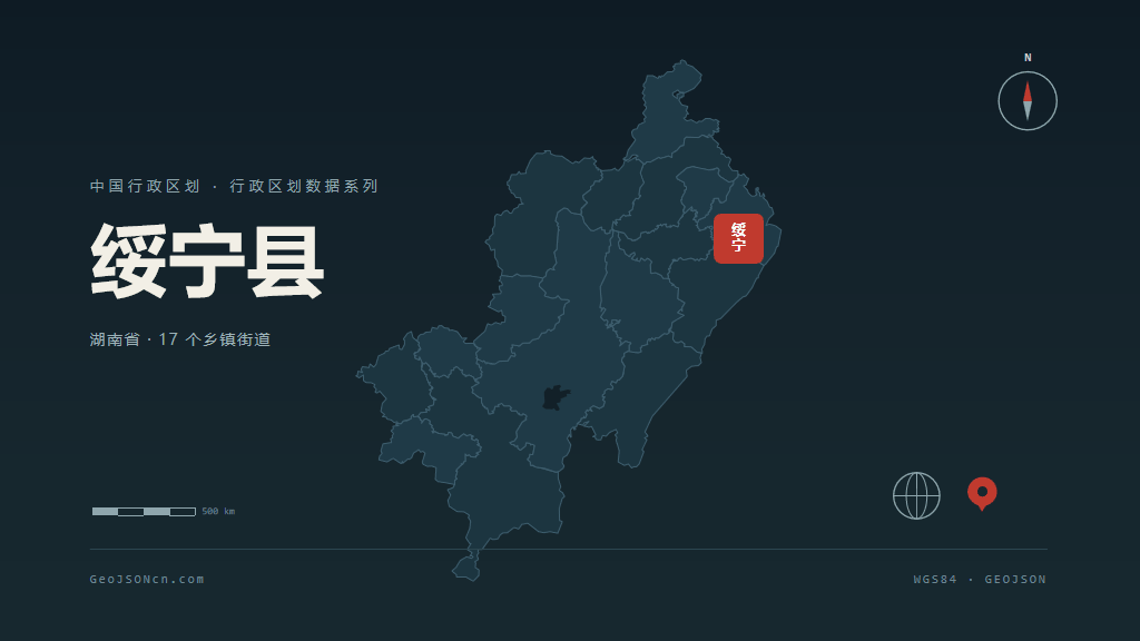 邵阳市绥宁县矢量地图PPT模板预览（行政区划代码 430527）