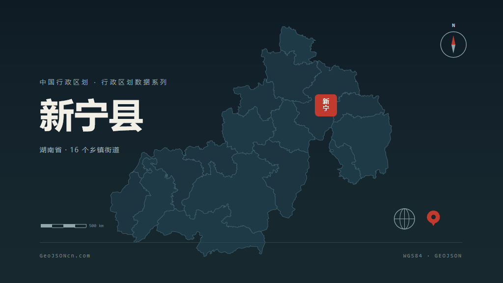 邵阳市新宁县矢量地图PPT模板预览（行政区划代码 430528）