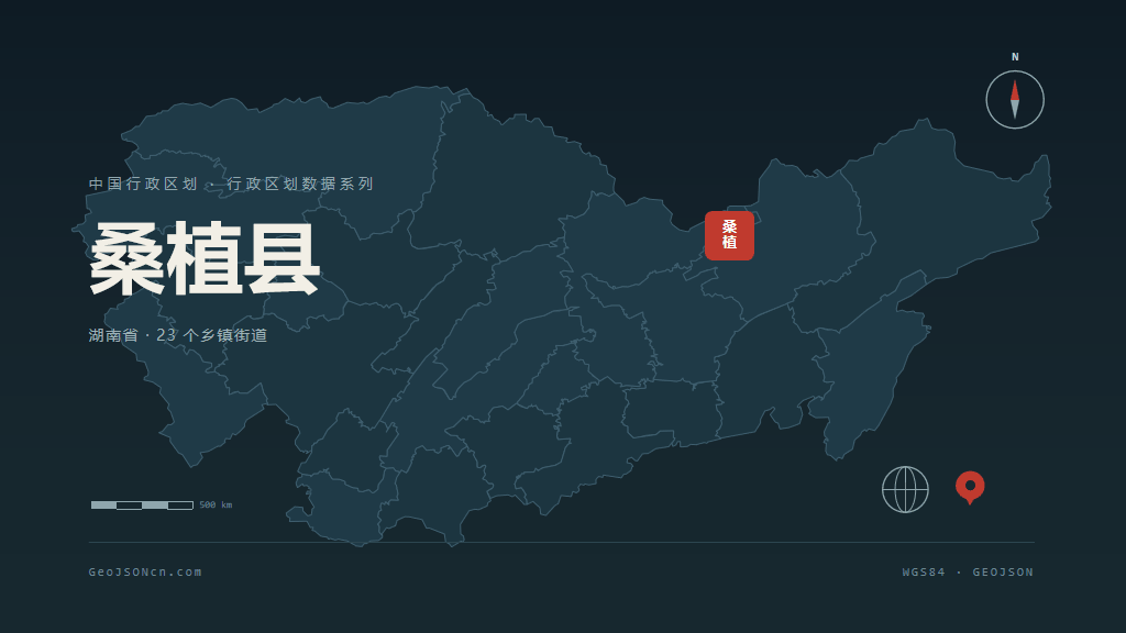 张家界市桑植县矢量地图PPT模板预览（行政区划代码 430822）
