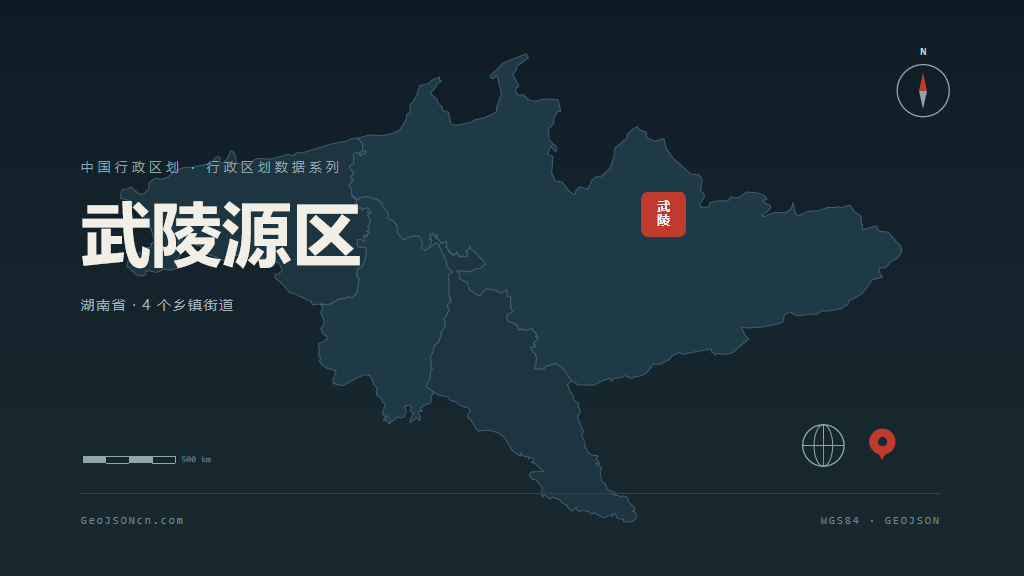 张家界市武陵源区矢量地图PPT模板预览（行政区划代码 430811）