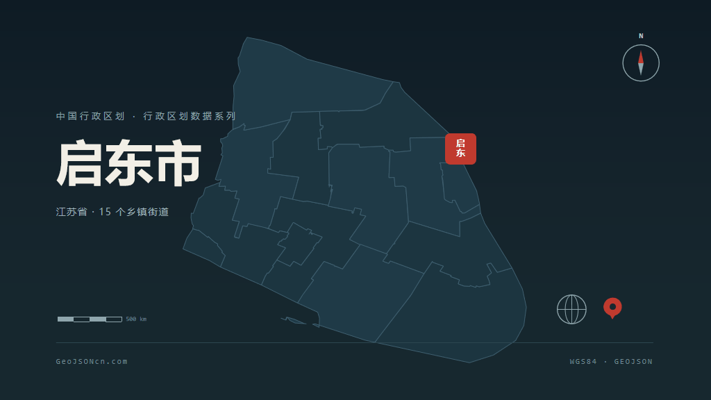 南通市启东市矢量地图PPT模板预览图