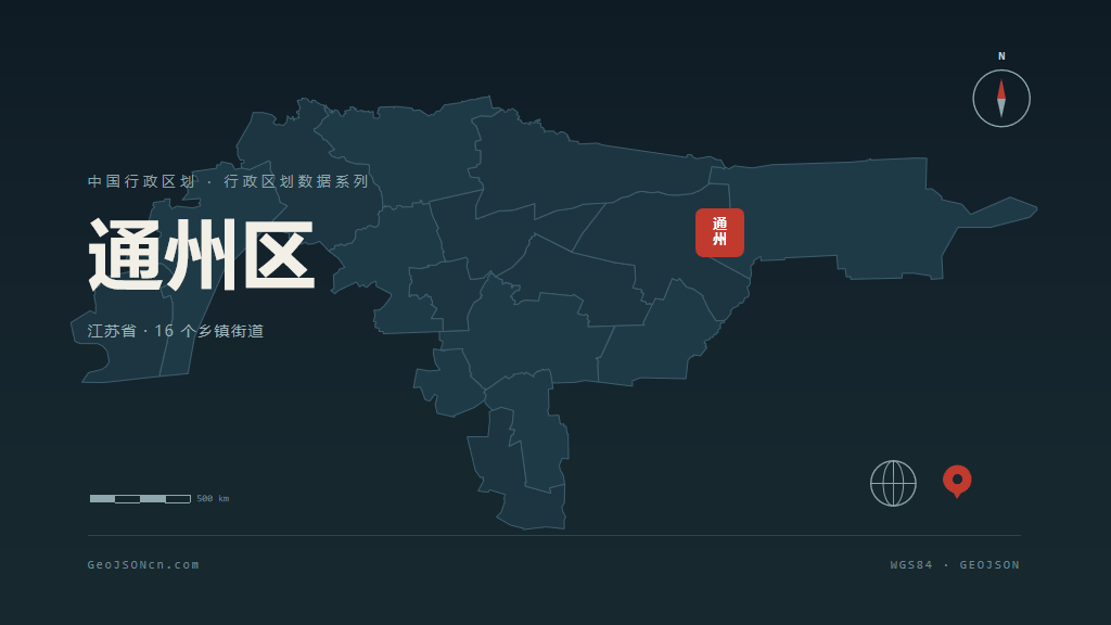 南通市通州区矢量地图PPT模板预览图
