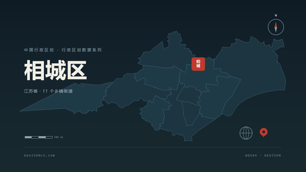 苏州市相城区矢量地图PPT模板预览图