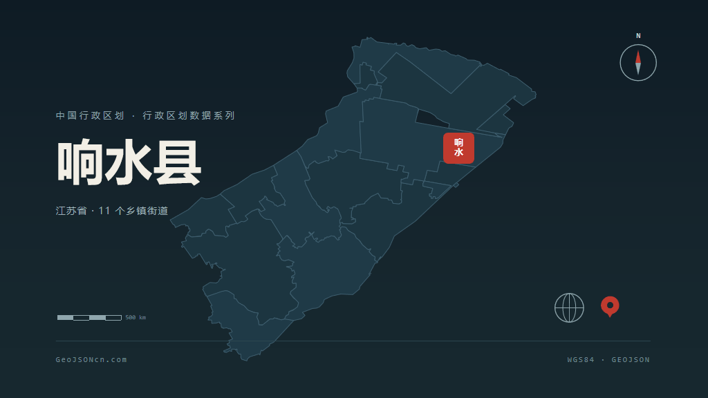 盐城市响水县矢量地图PPT模板预览图