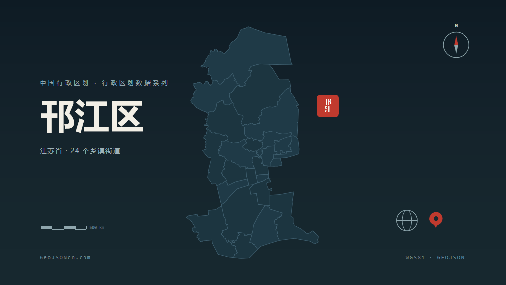 扬州市邗江区矢量地图PPT模板预览图