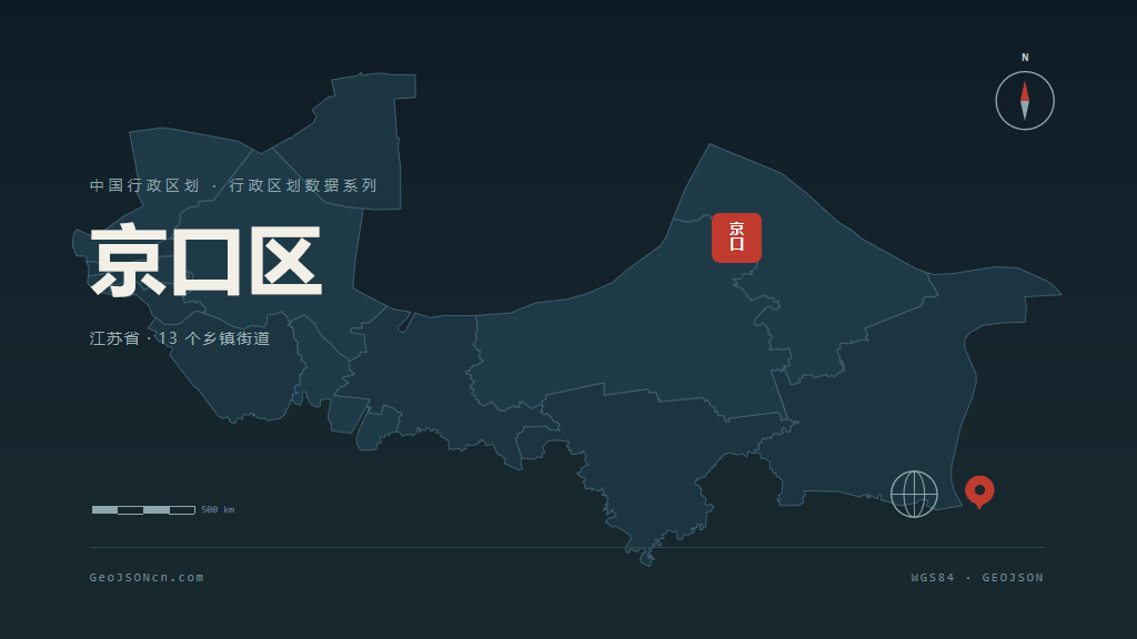 镇江市京口区矢量地图PPT模板预览图