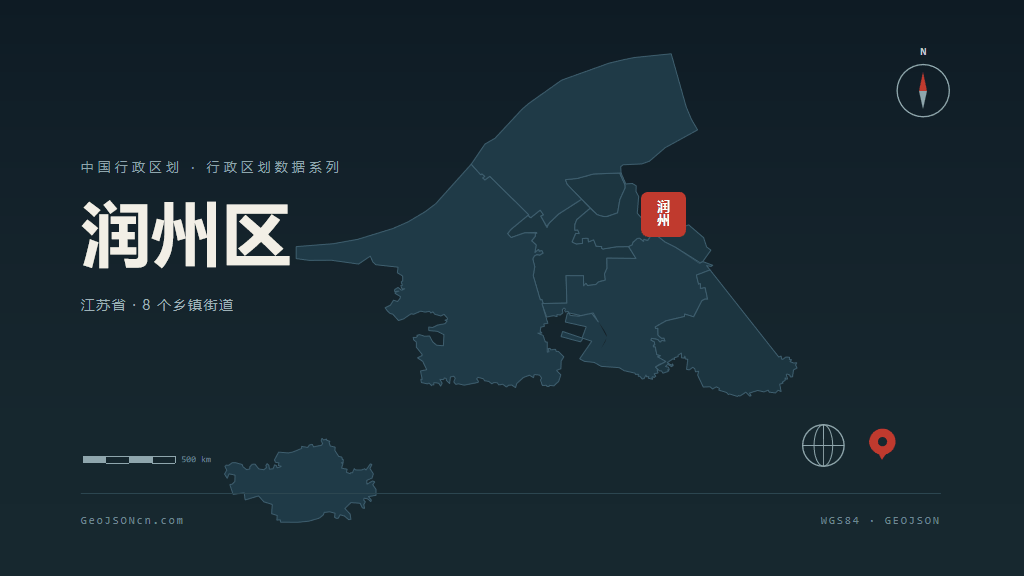 镇江市润州区矢量地图PPT模板预览图