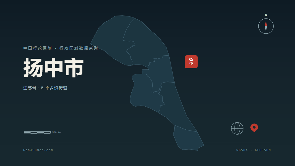 镇江市扬中市矢量地图PPT模板预览图