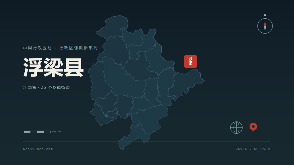 景德镇市浮梁县矢量地图PPT模板预览图
