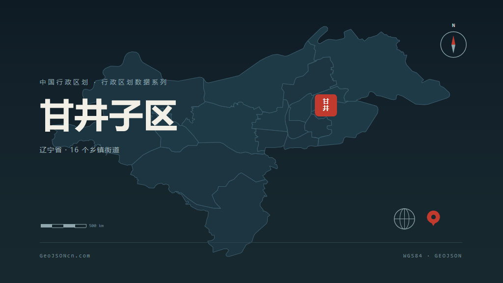 大连市甘井子区矢量地图PPT模板预览图