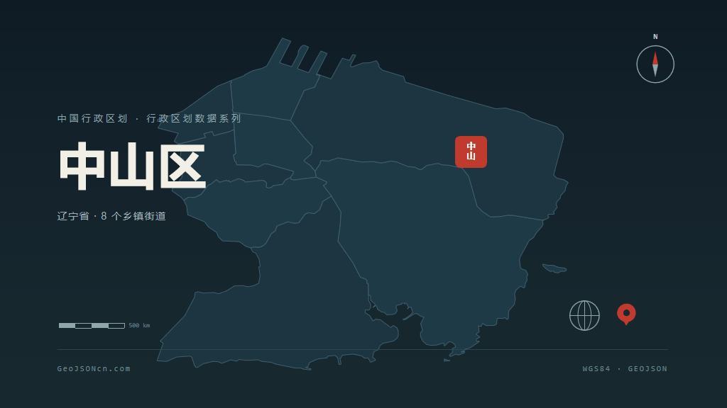大连市中山区矢量地图PPT模板预览图