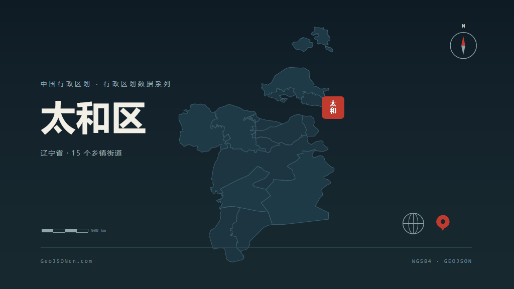 锦州市太和区矢量地图PPT模板预览图