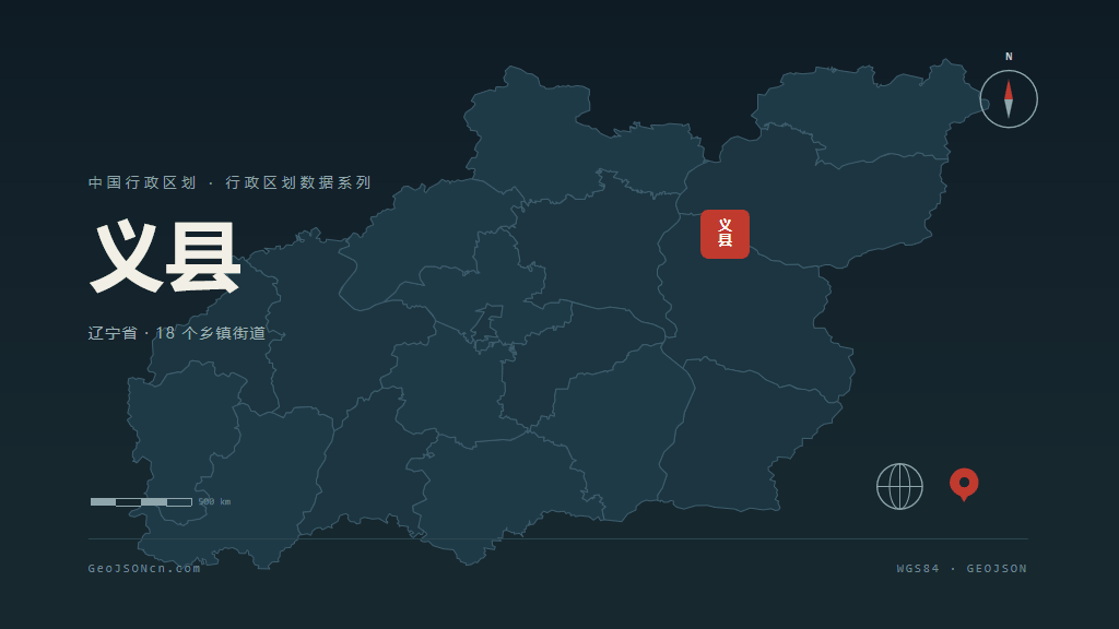 锦州市义县矢量地图PPT模板预览图