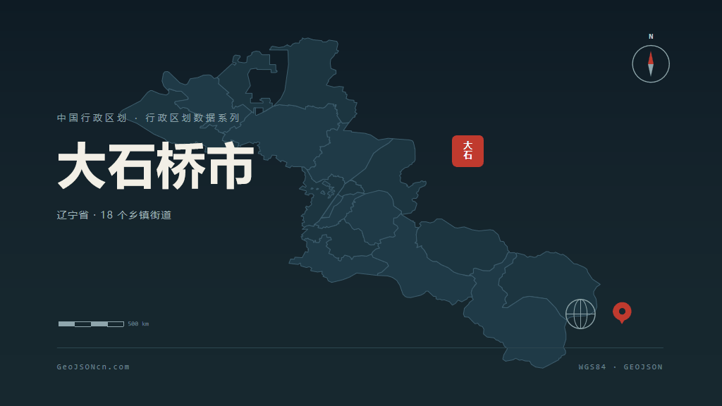 营口市大石桥市矢量地图PPT模板预览图