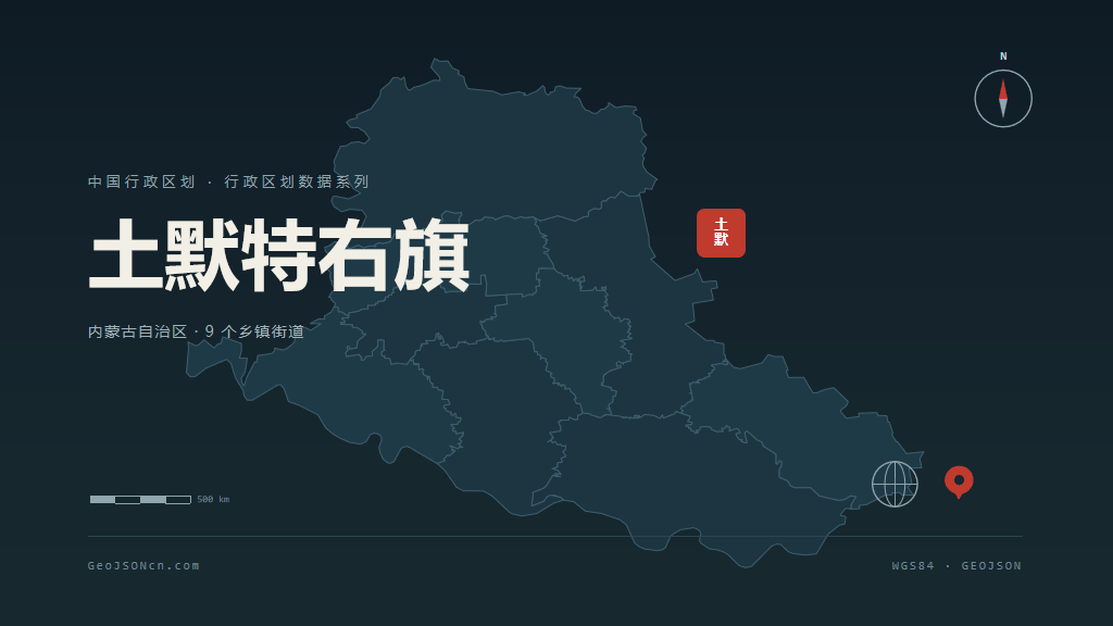包头市土默特右旗矢量地图PPT模板预览图