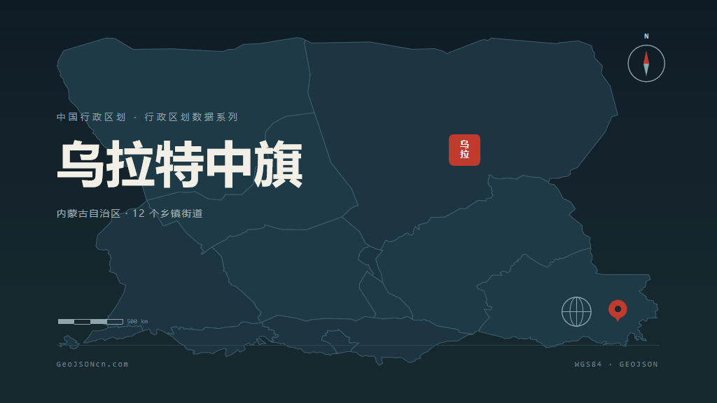 巴彦淖尔市乌拉特中旗矢量地图PPT模板预览图