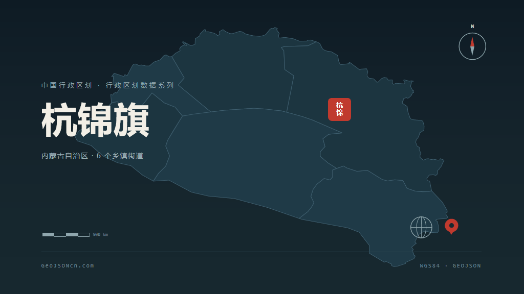 鄂尔多斯市杭锦旗矢量地图PPT模板预览（行政区划代码 150625）