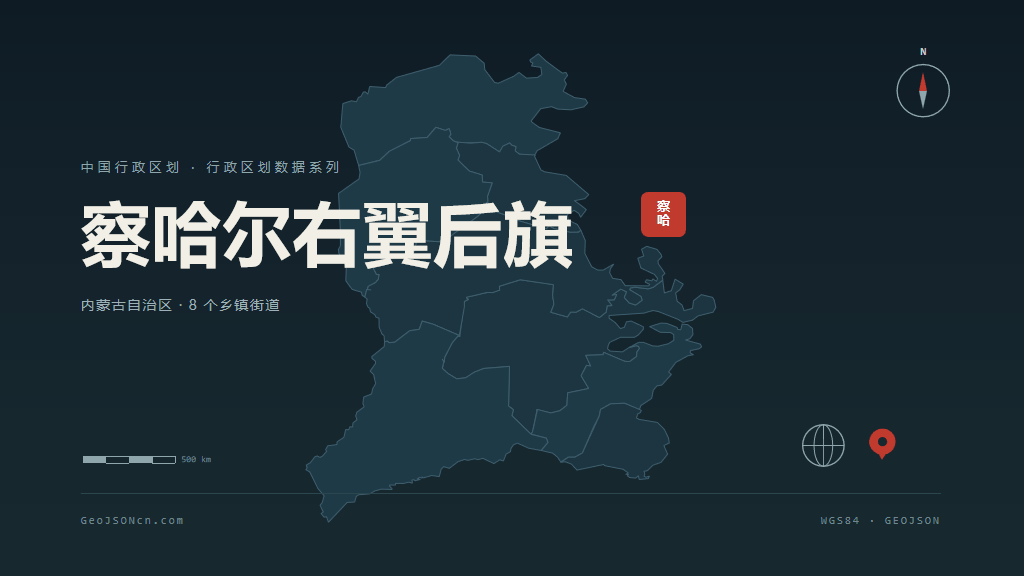 乌兰察布市察哈尔右翼后旗矢量地图PPT模板预览图