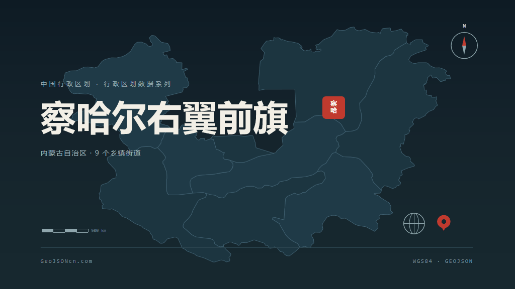 乌兰察布市察哈尔右翼前旗矢量地图PPT模板预览图
