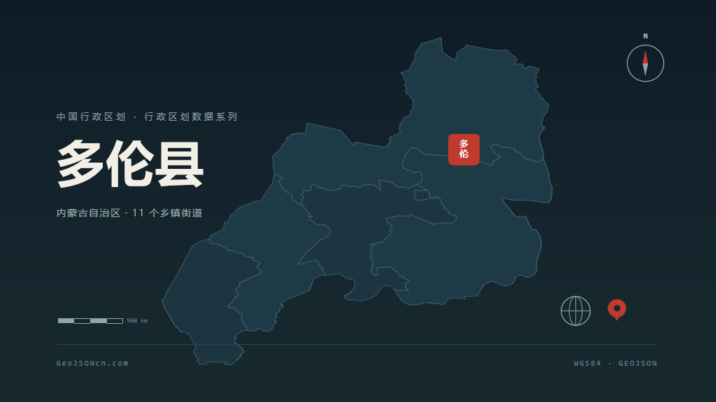 锡林郭勒盟多伦县矢量地图PPT模板预览图