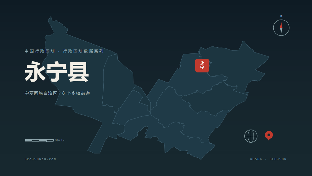 银川市永宁县矢量地图PPT模板预览（行政区划代码 640121）