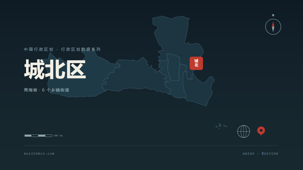 西宁市城北区矢量地图PPT模板预览（行政区划代码 630105）