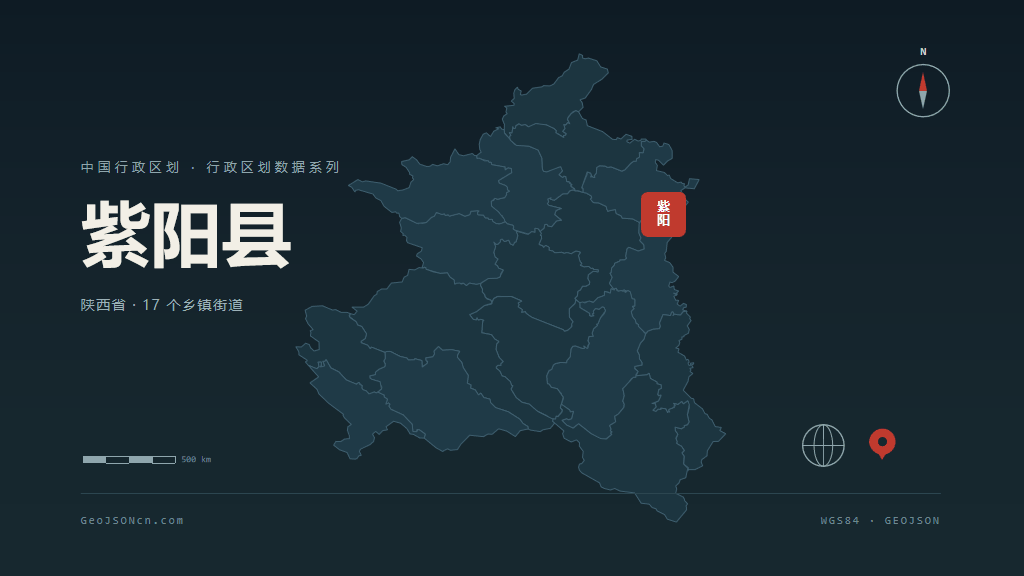安康市紫阳县矢量地图PPT模板预览图