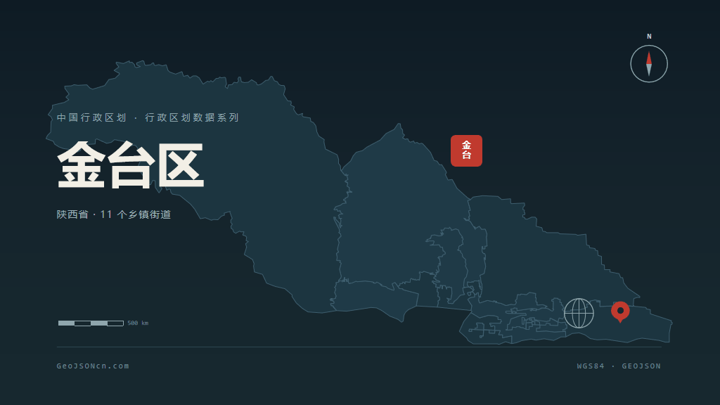 宝鸡市金台区矢量地图PPT模板预览（行政区划代码 610303）